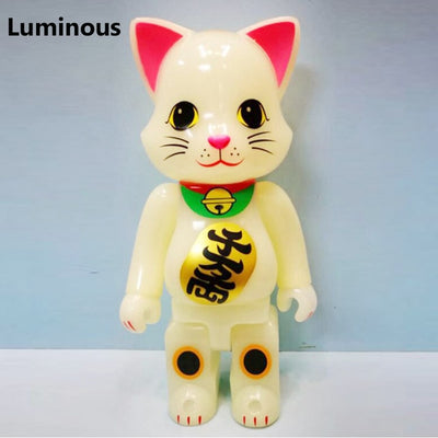 Popular Toys 28CM Noctilucous Lucky Cat Bearbricklys Action Figures Blocks Anime Dolls Art Collectible Model to Friend Kids Gift
