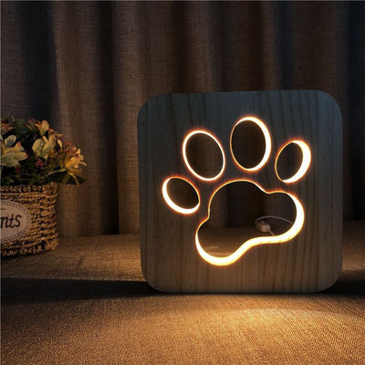 Dog Cat Paw Animal Night Light Luminaria 3D Lamp USB Powered Desk Lights For Baby