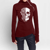 Skull Head - High Neck Zipper Long Sleeve Sweatshirt Hoodies For Women
