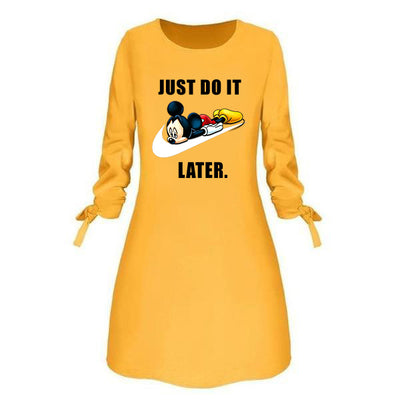 MK Do it - Round Neck Solid Color Dress  Clothing Women Dresses