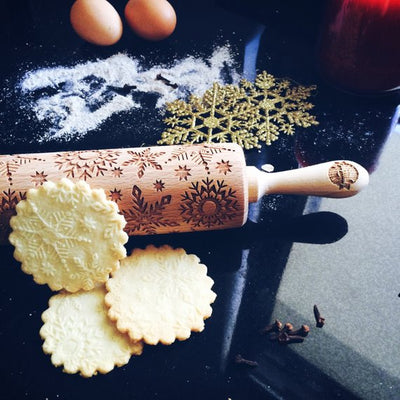 SNOWFLAKES rolling pin, embossing rolling pin, engraved rolling pin by laser, christmas, marry christmas