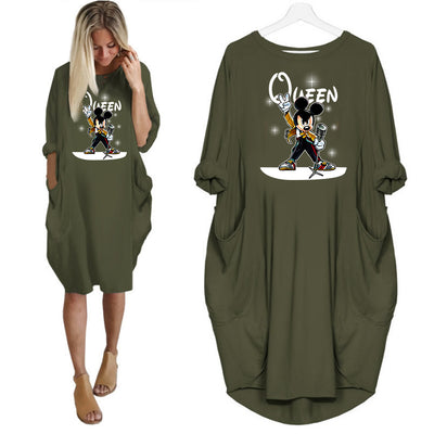 Queen - Fashion T-Shirt for Women Pocket Punk Cotton Off Shoulder