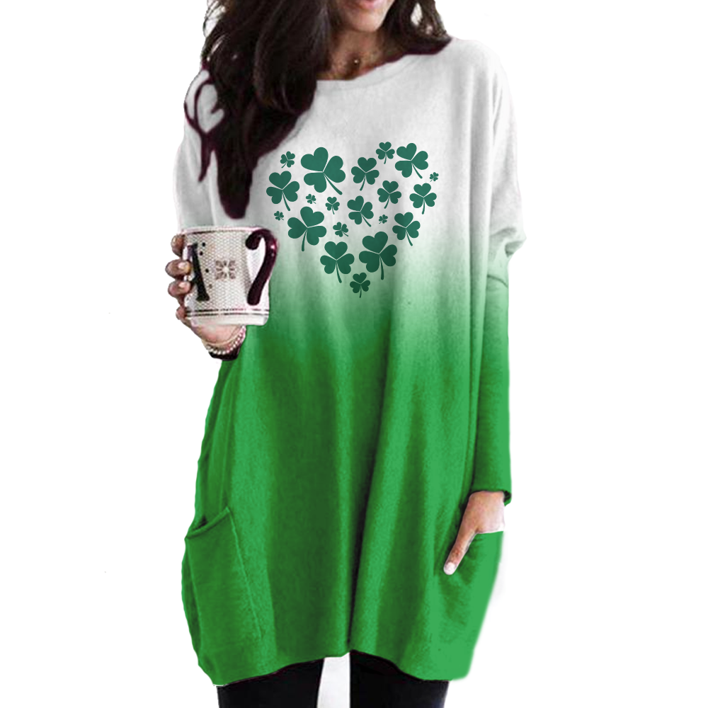 Full Heart With Clover Long Sleeves Gradient