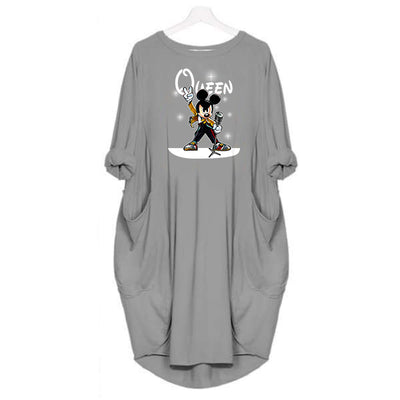 Queen - Fashion T-Shirt for Women Pocket Punk Cotton Off Shoulder