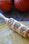 Sugar Skull Gift Halloween Decor Idea Rolling Pin Cookie Stamp Baking Supply Girlfriend Gift Idea Thanksgiving Wooden Roller Engraved