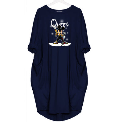 Queen - Fashion T-Shirt for Women Pocket Punk Cotton Off Shoulder