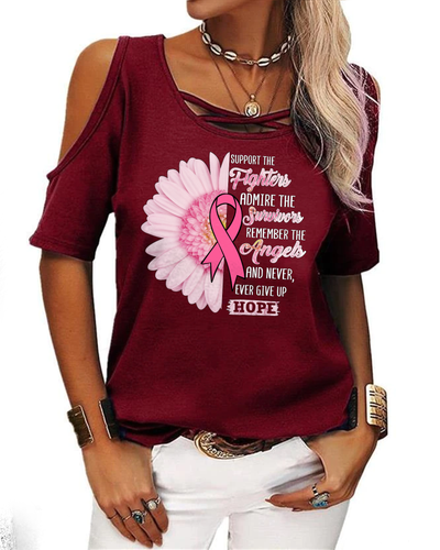 Support Fighter O-hals Off Shoulder Korte Mouw Shirt Vrouwen Sexy Zomer Casual T-shirt M