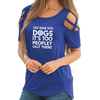 STAY HOME WITH DOGS  CASUAL COTTON TSHIRT WONDER O-NECK WOMAN