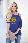 Dog Mom - Slanted Sleeve Off The Shoulder T-Shirt For Women