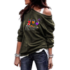 Halloween glasses - Hoodies Tops Sweatshirt For Women Round Neck Shoulder