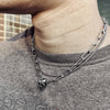 Skull Chain for Men Double Layered Stainless Steel Box Cable Link Charm Choker Necklace Toggle