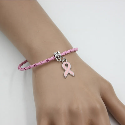 New Arrival  Breast Cancer Bracelet Yellow Pink Ribbon Charm Bracelets Awareness Jewelry for Cancer Center Foundation Gifts