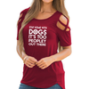 STAY HOME WITH DOGS  CASUAL COTTON TSHIRT WONDER O-NECK WOMAN