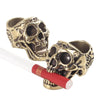 Fashion Gothic Creative Design Skull Open Ring for Men Trendy Smoke Cigar Ring Banquet Temperament Jewelry Gift