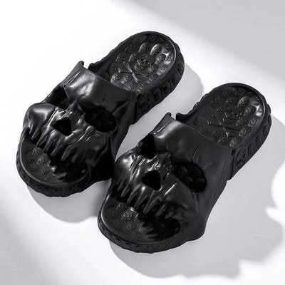 Skull Design Men Slippers Summer Outdoor Fun Novelty Slide Thick Sole Platform Beach Non-slip Women Sandal