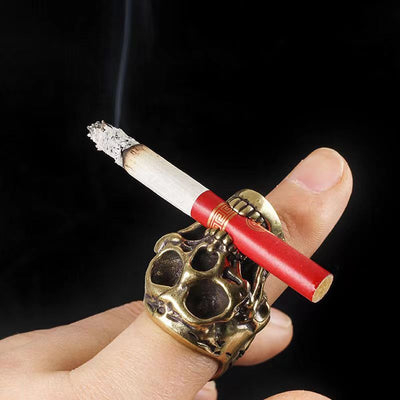 Fashion Gothic Creative Design Skull Open Ring for Men Trendy Smoke Cigar Ring Banquet Temperament Jewelry Gift