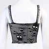 Sexy Mesh Patchwork Transparant Back Body Crop Top Women Sleeveless Clubwear Gothic Style Skull Graphic Embroidery Black Camis