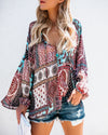 Bohemian Women Tops And Blouses Long Sleeve Beach Loose V Neck Female Shirt