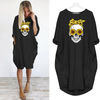 Skull Head with bow - DRESS WOMEN POCKET WOMEN PUNK COTTON OFF SHOULDER TOPS