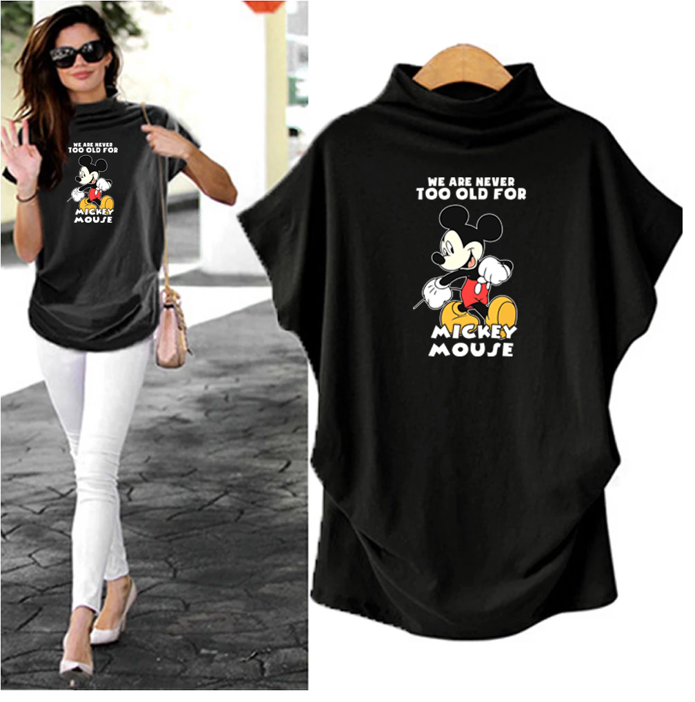 We are never too old -  Color Half High Collar Tops Women Streetwear T-Shirt For Women