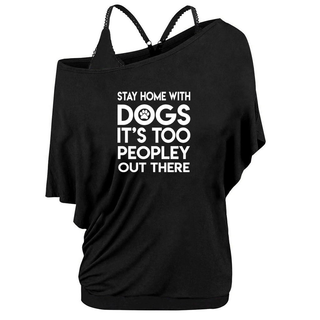 Stay home with dogs - Two-piece round neck Short Sleeve T Shirt