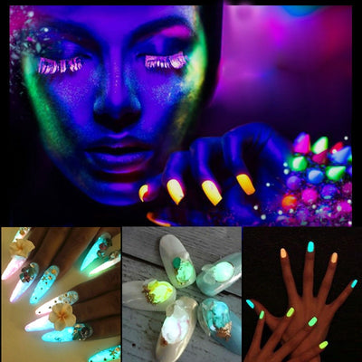 12 Colors/set Nail Art Glitter Phosphor Luminous Powder