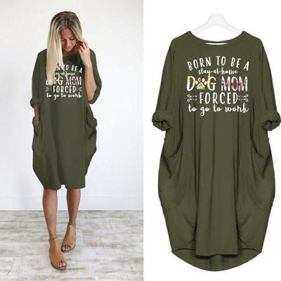 DOG MOM - DRESS WOMEN POCKET WOMEN PUNK COTTON OFF SHOULDER TOPS