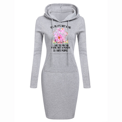 Tell me it's just a dog - Hoodie Sweatershirt Dress Long Sleeve O-Neck Casual