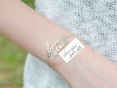 Custom Handwriting Jewelry • Actual Handwriting Bracelet • Signature Bangle • Memorial Personalized Keepsake Gift