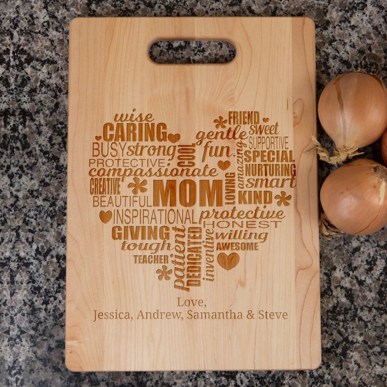 Mothers Gift Recipe for a Special Mom Custom Cutting Board Gift