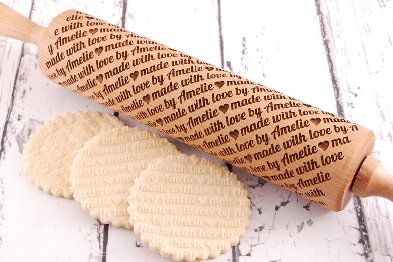 Personalized rolling pin, laser engraved rolling pin with name, personalized mother's day gift, custom name
