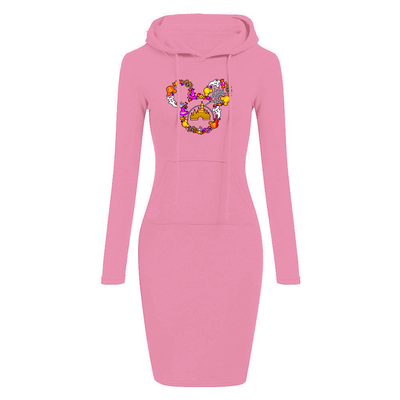 Halloween - Hoodie Sweatershirt Dress Long Sleeve O-Neck Casual