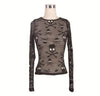 Summer Women Sexy Fashion Casual Long Sleeve O Neck skull