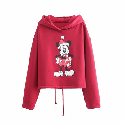 JXYSY hoodies women harajuku cotton print cartoon mickey hooded regular none oversize sweatshirt plus size tops