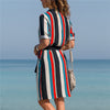 Boho  Long Sleeve Shirt Beach Dress Women Casual Striped A-line Mini Party Dress