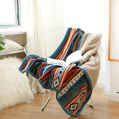 Flannel Fleece Sherpa Bohemian Hippie Boho  Couch Throw Blanket For Sofa