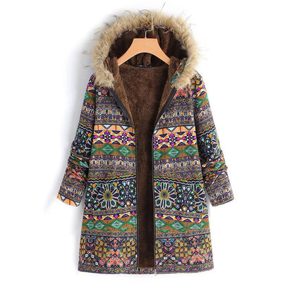 Newly Design Fashion Women Boho Warm Coat Fur Hood Woman Large Plus Size Overcoat Female Thick Fleece Jackets Woman Coats