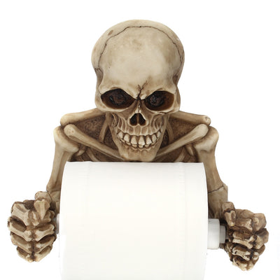 Creative Skull Statue Roll Paper Holder Wall Mount Resin Sculpture Home Desk Decor