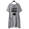 CAT MOM - New Short Sleeve Hooded T-Shirt For Women - CAT MOM Letters Print