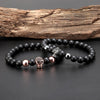 hollow charm bracelet men's and women's CZ skull lava rock