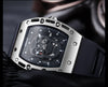 Black Silicone Strap Army Skull Rectangle Dial Face with Stars Quartz Watches