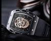 Black Silicone Strap Army Skull Rectangle Dial Face with Stars Quartz Watches