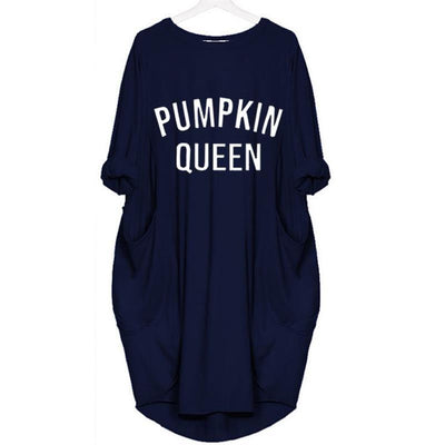 Pumpkin Queen Letters Print Pocket Off Shoulder for Women