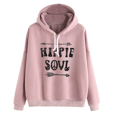 HIPPIE SOUL - Hoodies Sweatshirt Women Long Sleeve Pullover Tops Hooded Sweatshirts