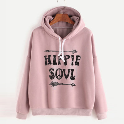 HIPPIE SOUL - Hoodies Sweatshirt Women Long Sleeve Pullover Tops Hooded Sweatshirts