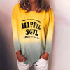 Hippie Soul Gradient Cute Graphic Tees Long Sleeve Causal Women Tshirts