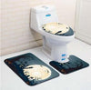 3 Pcs Horror Night Printed Holloween Pumpkin Bathroom Mat  Toilet Cover Floor Mat Bath Seat Cover