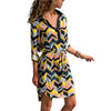 Boho  Long Sleeve Shirt Beach Dress Women Casual Striped A-line Mini Party Dress