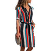 Boho  Long Sleeve Shirt Beach Dress Women Casual Striped A-line Mini Party Dress