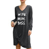 WIFE MOM BOSS  - Twisted Long Sleeve Dress  For Women